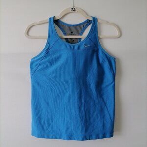 Nike Dri Fit Womens Azure Blue Round Neck Racerback Activewear Tank Top Size L
